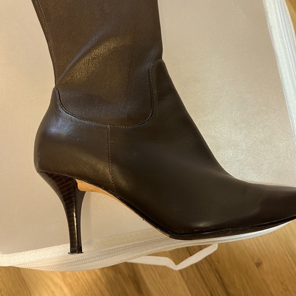 Cole Haan NikeAir Pull On knee high stretch leather Boots Chocolate brown size 6 - Picture 3 of 9